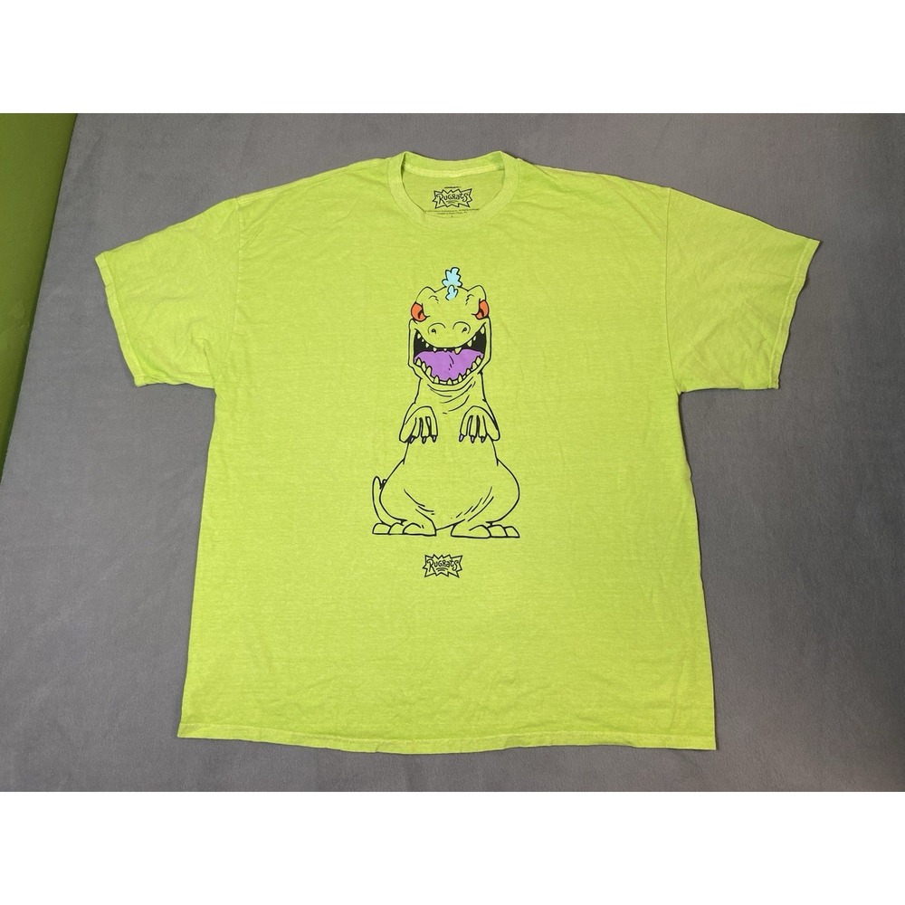 Rugrats Men's Oversized L Front&Back Graphic T Shirt Reptar Dinosaur Comic Retro